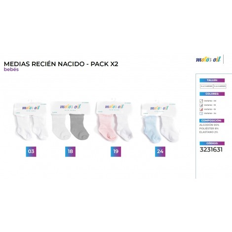 Medias de bebe RN pack x 2 Motor Oil