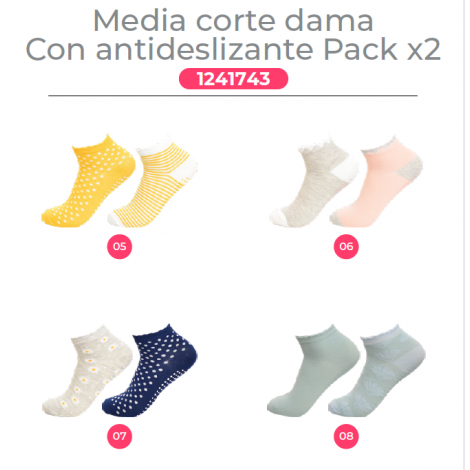 Media corta de dama antideslizante x 2 Motor Oil