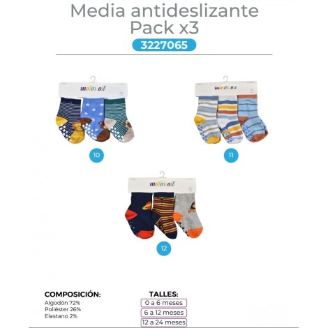 Medias de bebe c/antideslizante x 3 Motor Oil