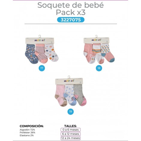 Medias de bebe c/antideslizante x 3 Motor Oil